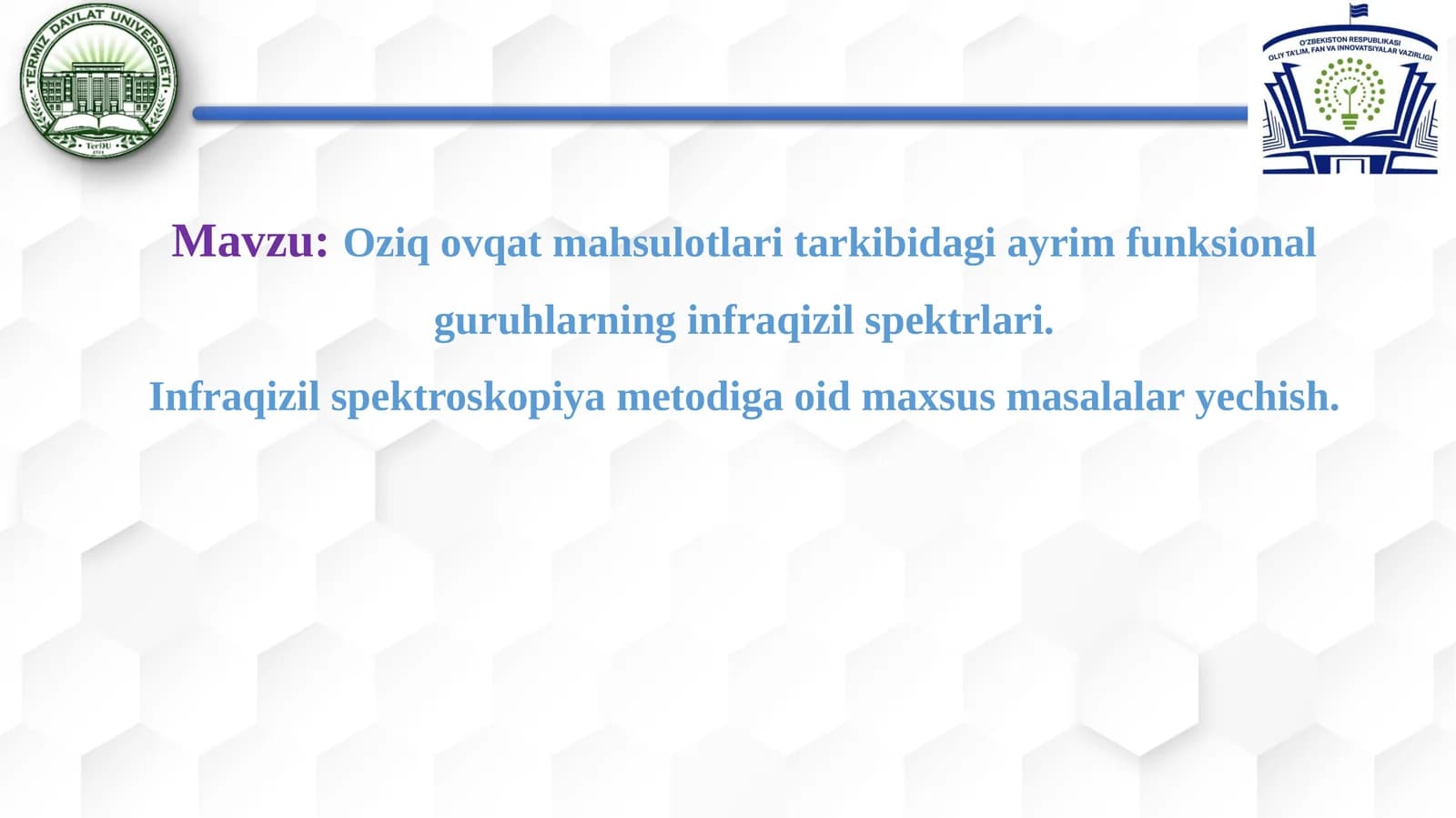 Oziq ovqat mahsulotlari tarkibidagi ayrim funksional guruhlarining infraqizil spektrlari