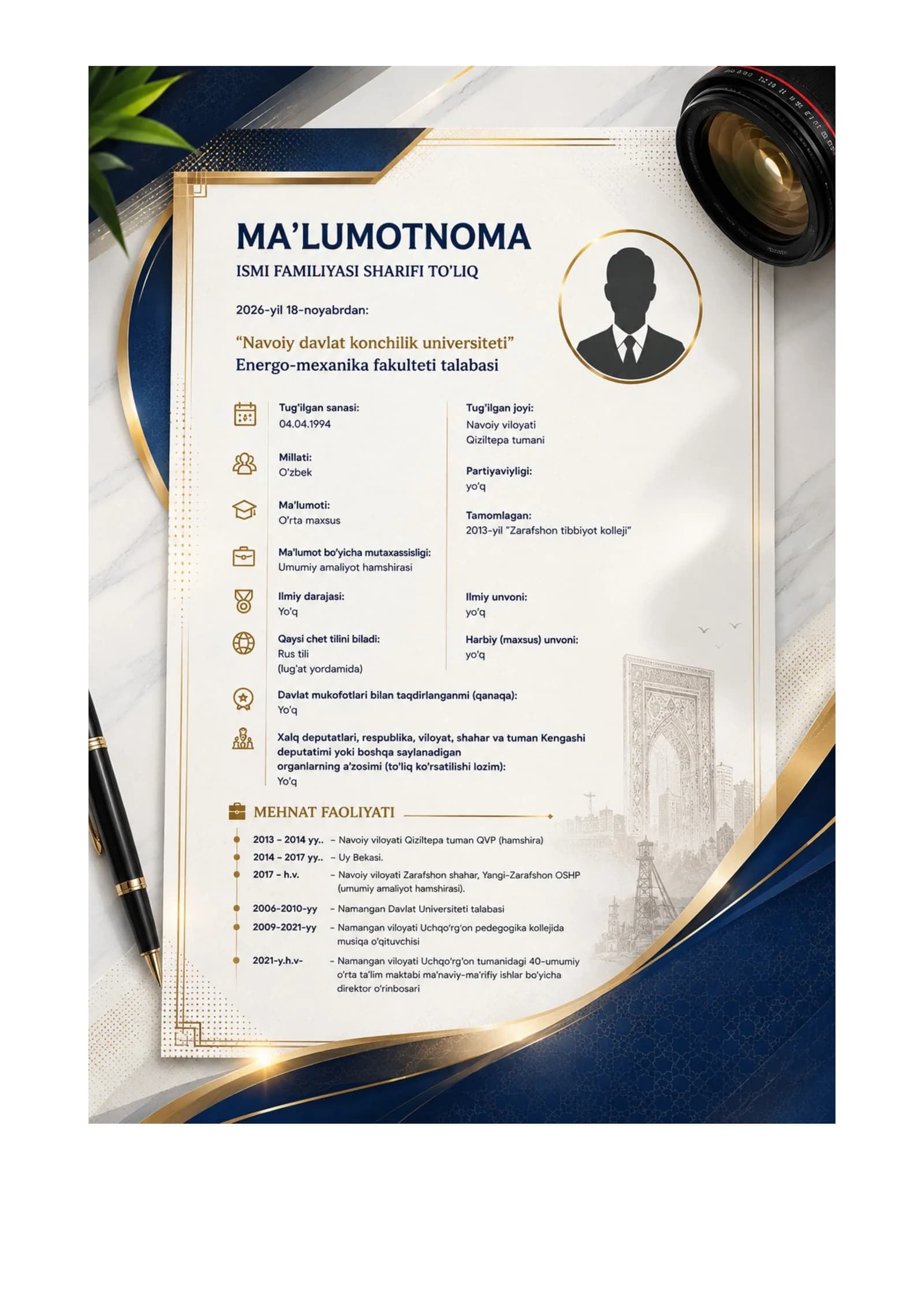 Obektivka-Ma'lumotnoma. Talabalar uchun