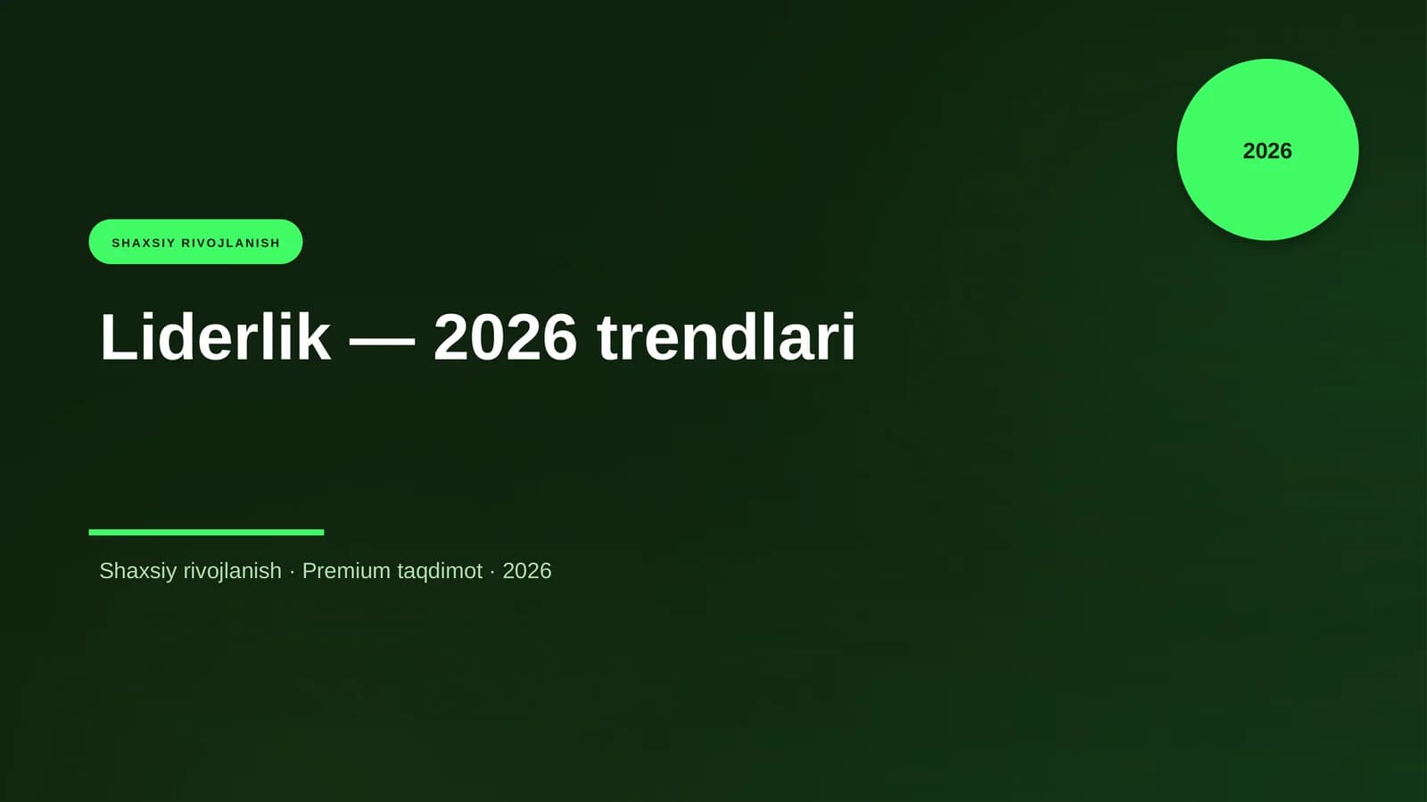 Liderlik — 2026 trendlari