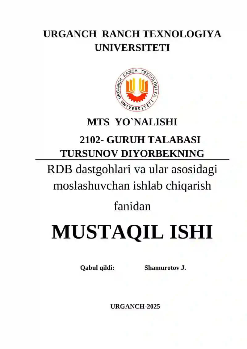 Ishlab chiqaruv jarayonlarini avtomatlashtirish