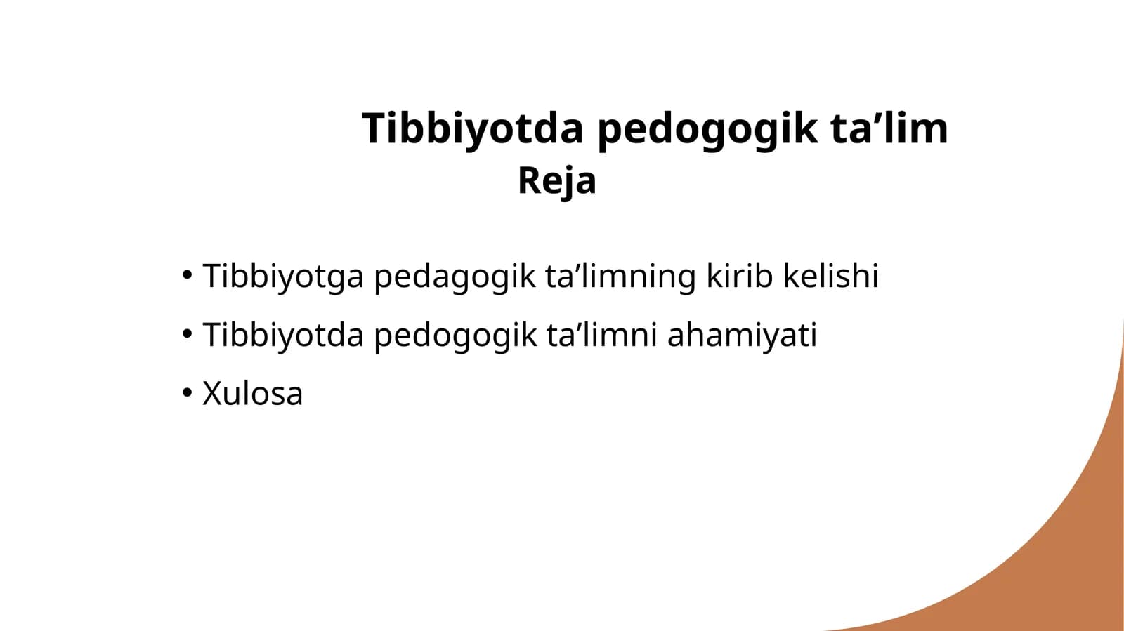 Tibbiyotda Pedagogik Ta'lim