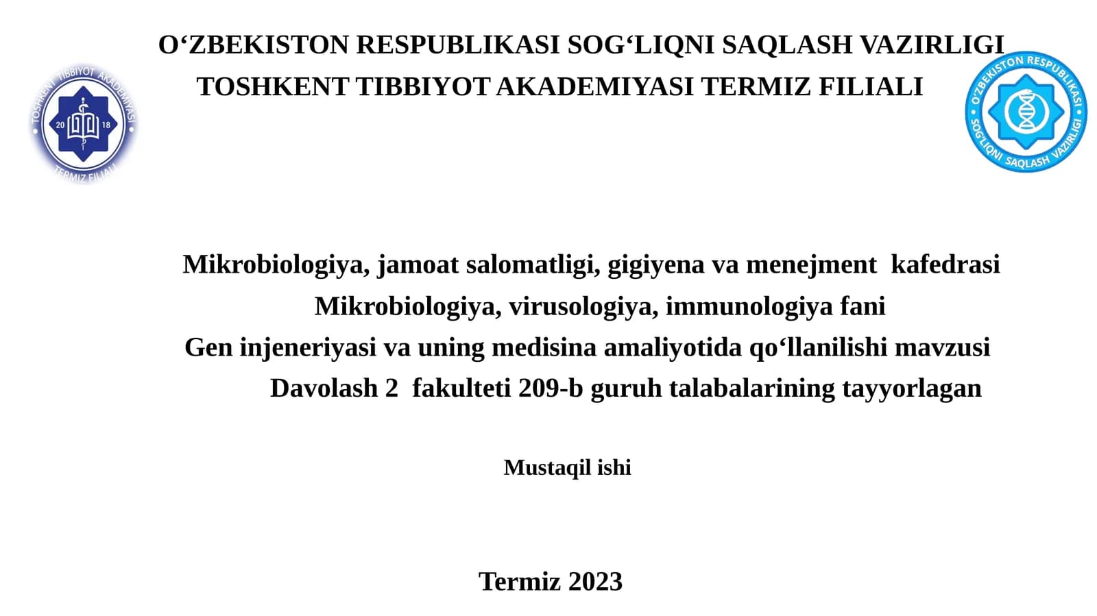 Geninjeneriyasi va uning medisina amaliyotida qo‘llanilishi