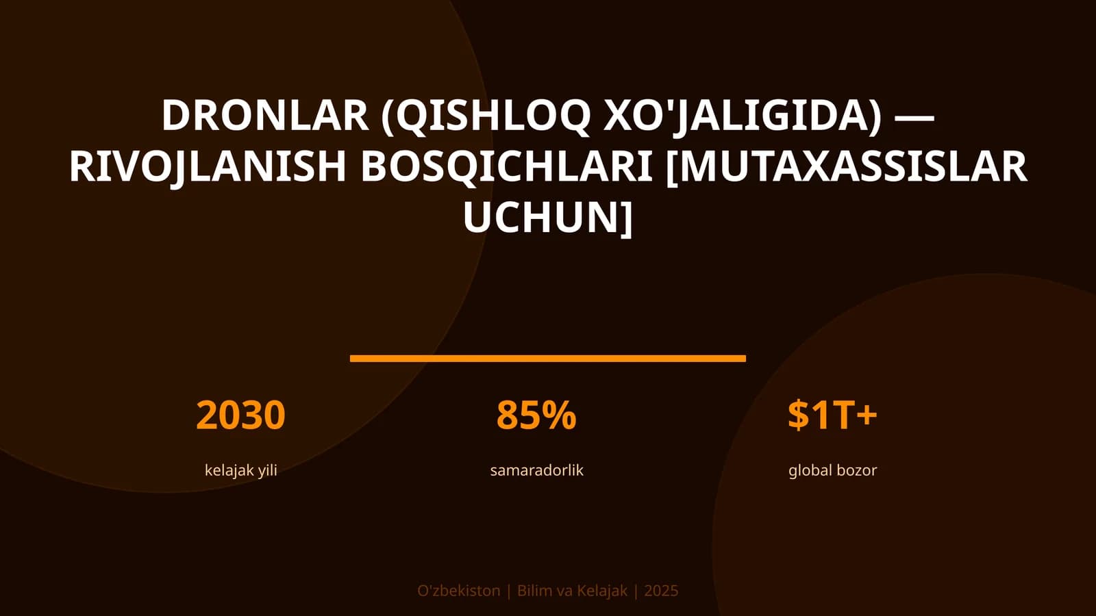 DRONLAR (QISHLOQ XO'JALIGIDA) — RIVOJLANISH BOSQICHLARI [MUTAXASSISLAR UCHUN]