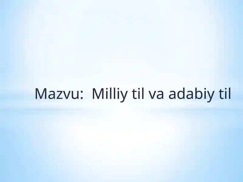 Milliytil va adabiy til