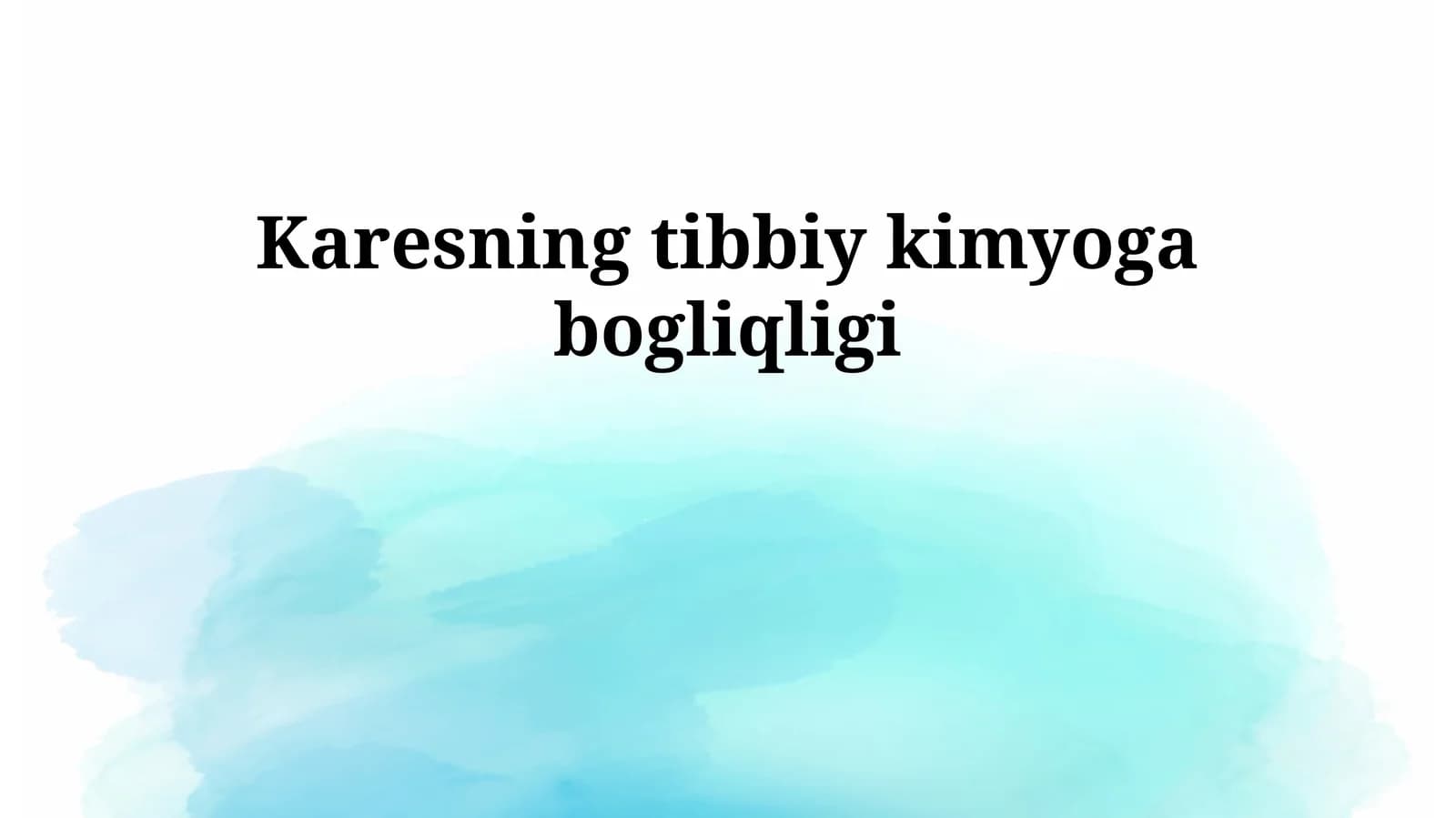 Karesning tibbiy kimyoga bogliqligi