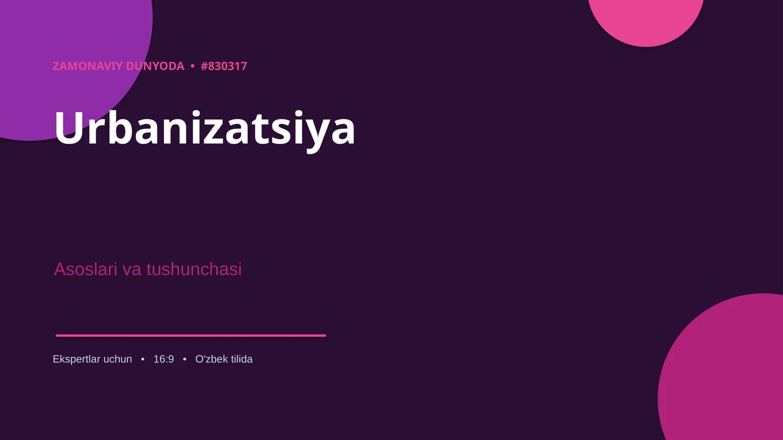 Urbanizatsiya: Asoslari va tushunchasi