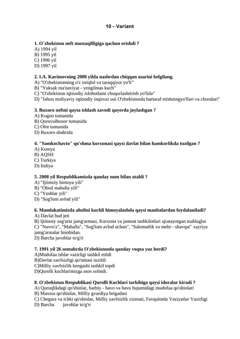 O'zbekiston Neft Mustaqilligi
