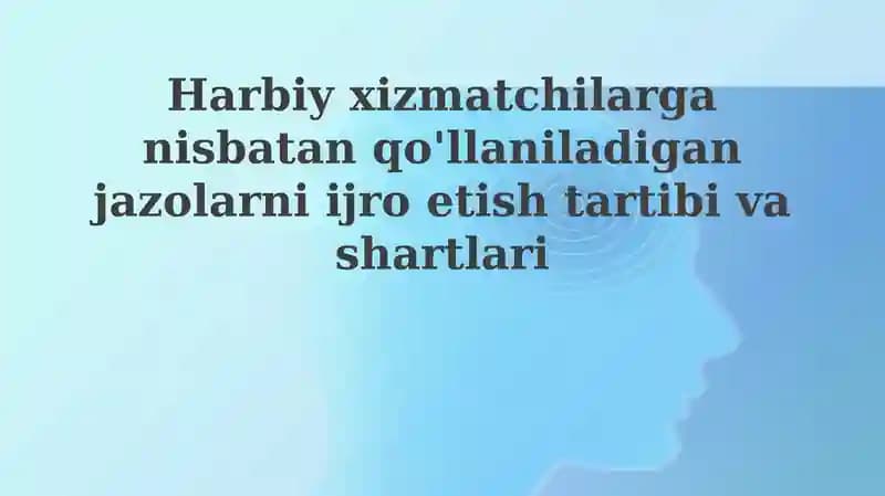 Intizomiy jazolarni qo'llash tartibi va shartlari