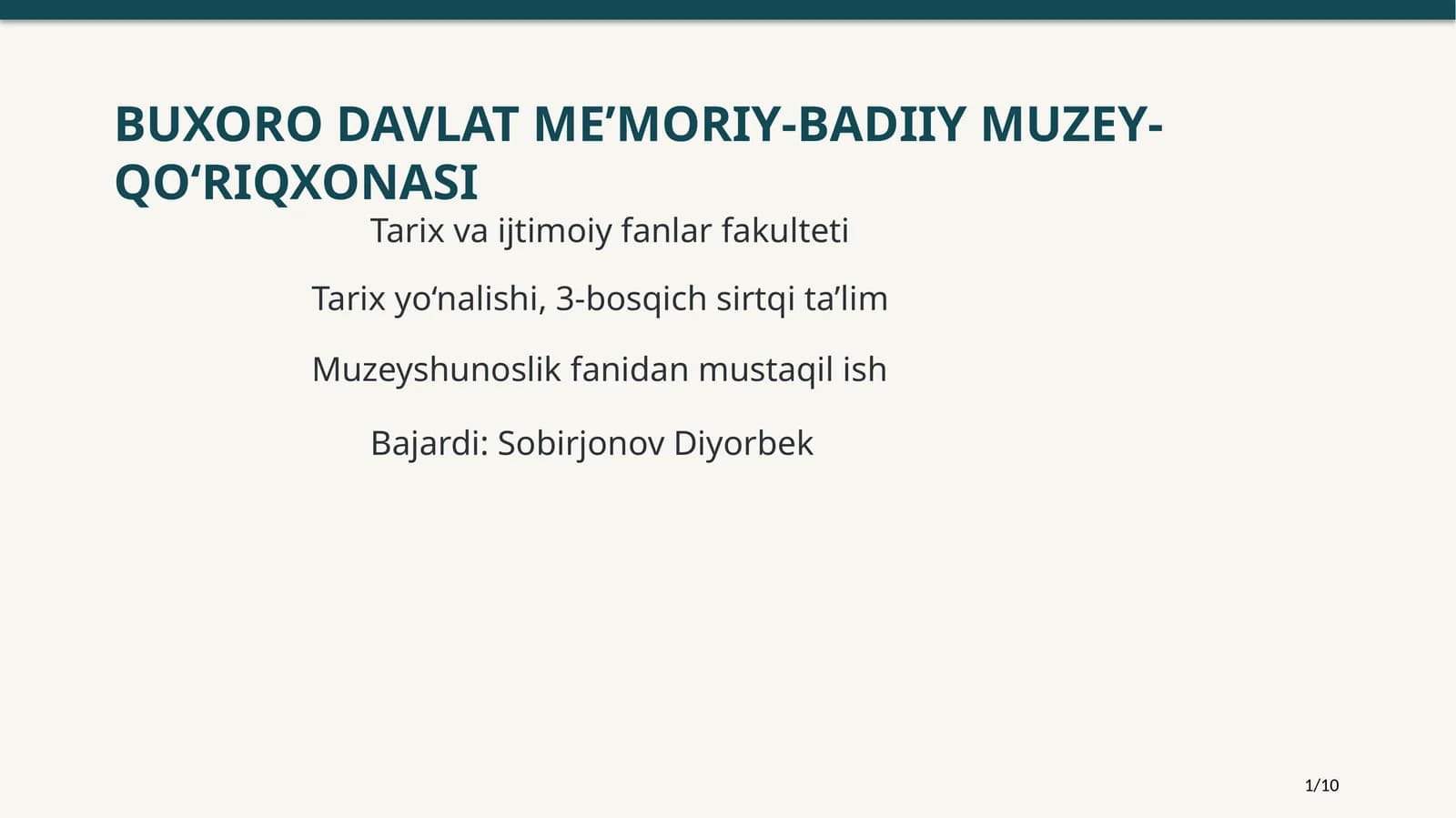 BUXORODAVLATME’MORIY-BADIIYMUZEY-QO‘RIQXONASI
