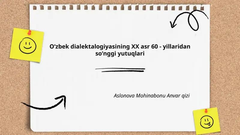 Oʻzbek dialektalogiyasining XX asr 60 - yillaridan soʻnggi yutuqlari