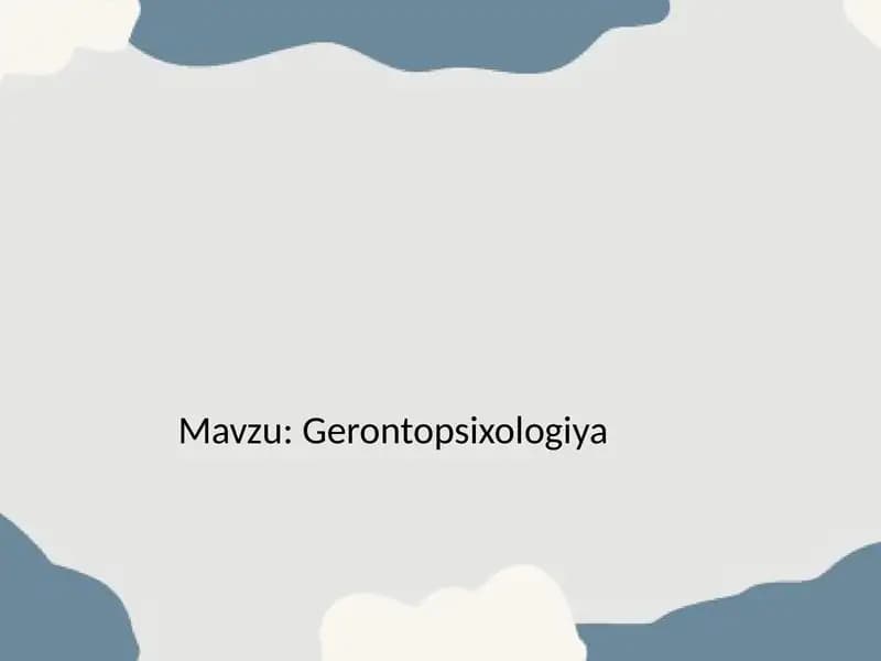 Gerontopsixologiya