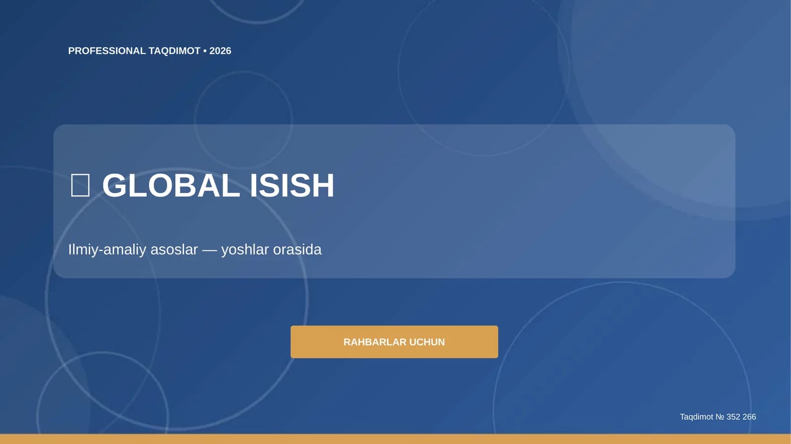 GLOBAL ISISH: Ilmiy-amaliy asoslar (yoshlar orasida) [rahbarlar uchun]