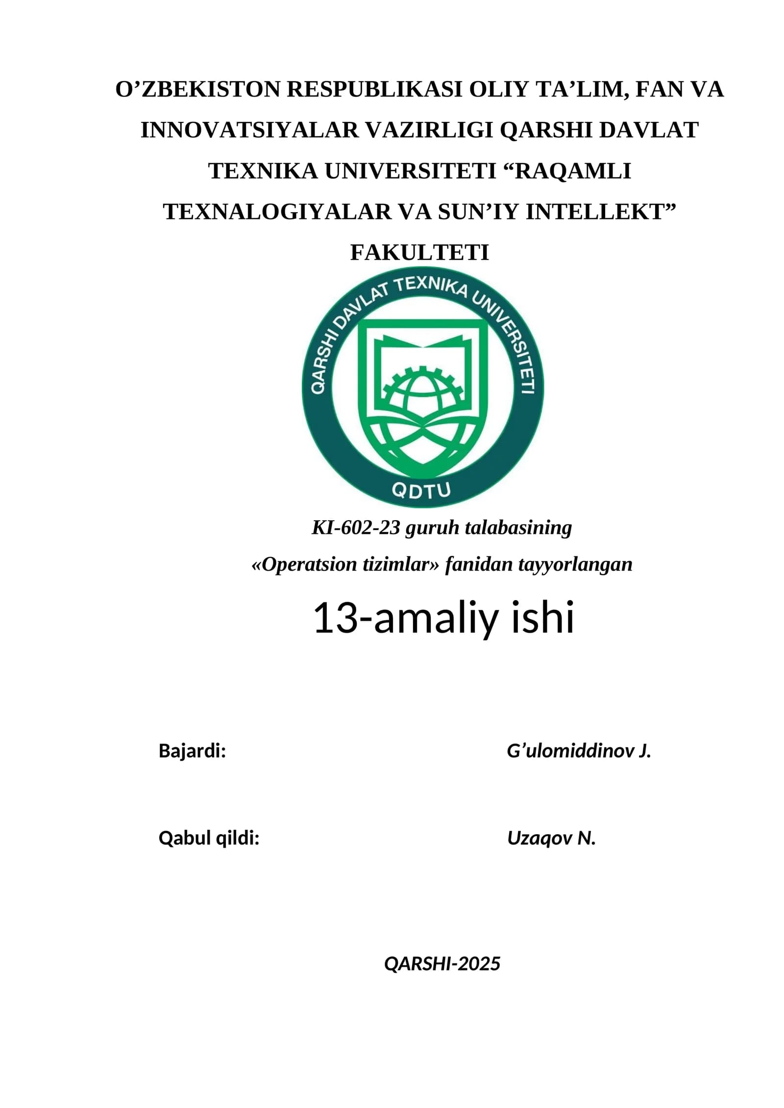 Operatsion Tizimlar