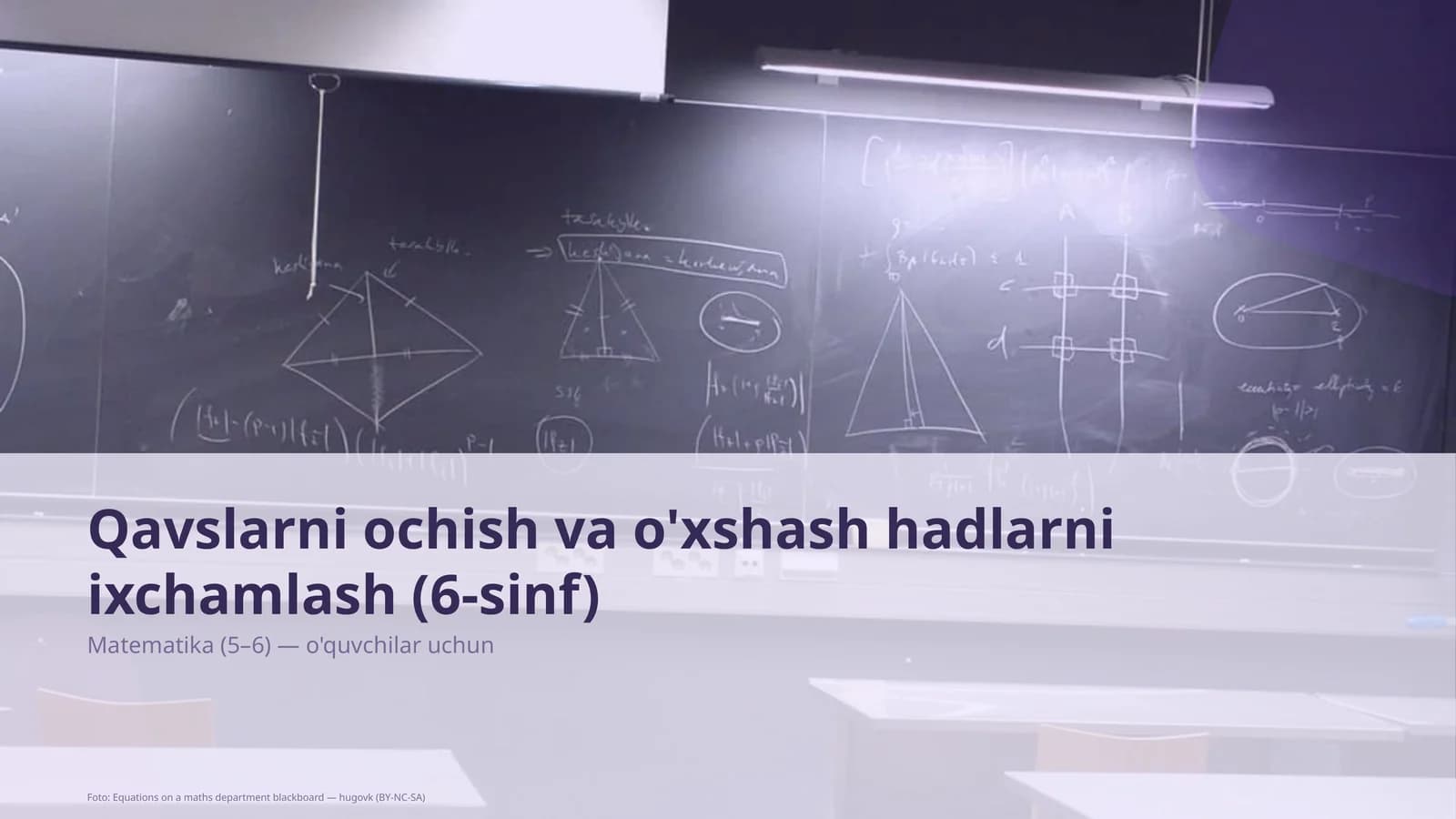Qavslarni ochish va o'xshash hadlarni ixchamlash (6-sinf)