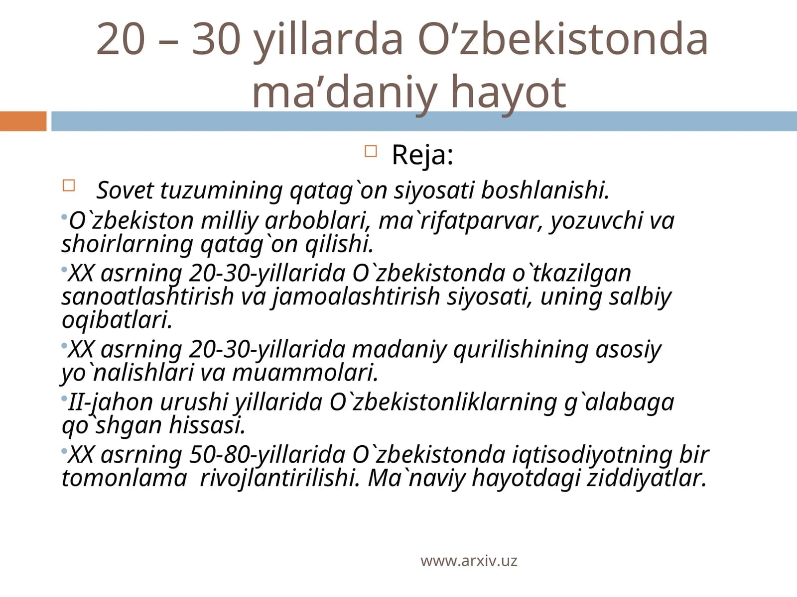O'zbekistondama'daniy hayot