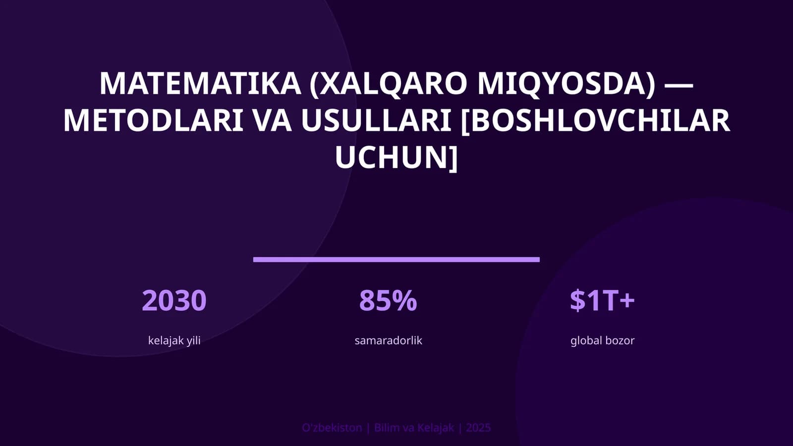 Matematika (XALQARO MIQYOSDA) — METODLARI VA USULLARI [BOSHLOVCHILAR UCHUN]