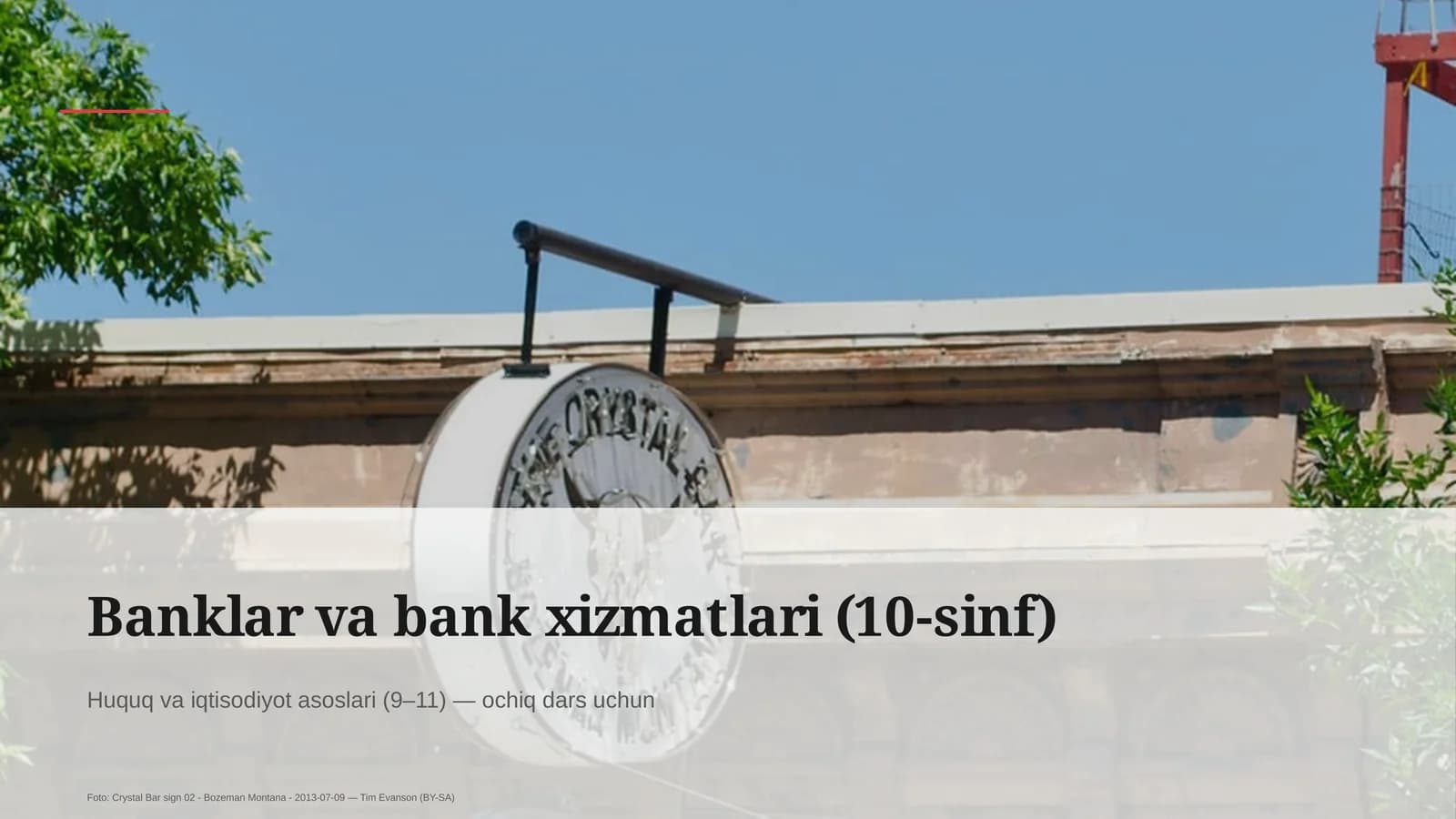 Banklar va bank xizmatlari (10-sinf)