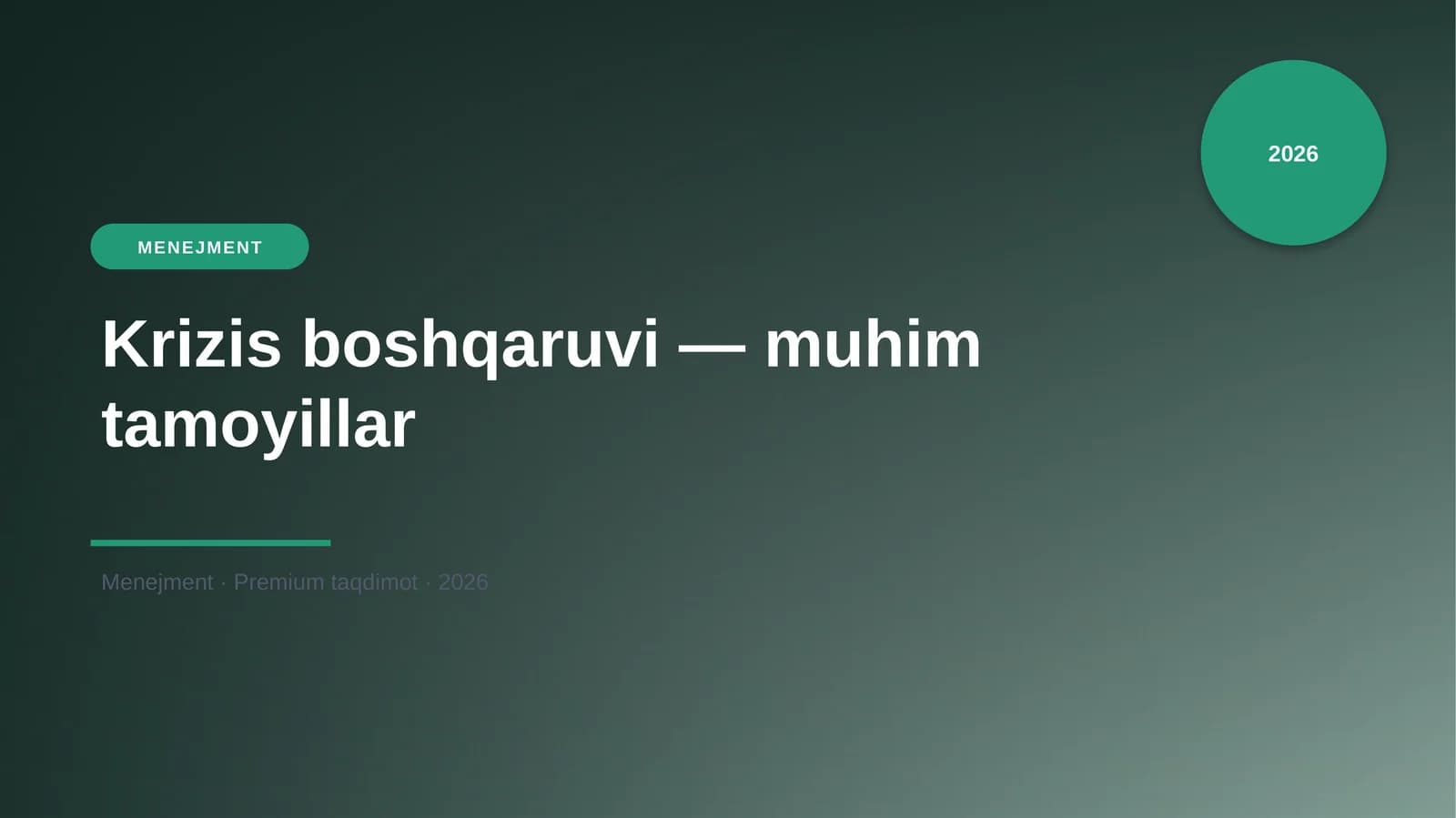 Krizis boshqaruvi — muhim tamoyillar
