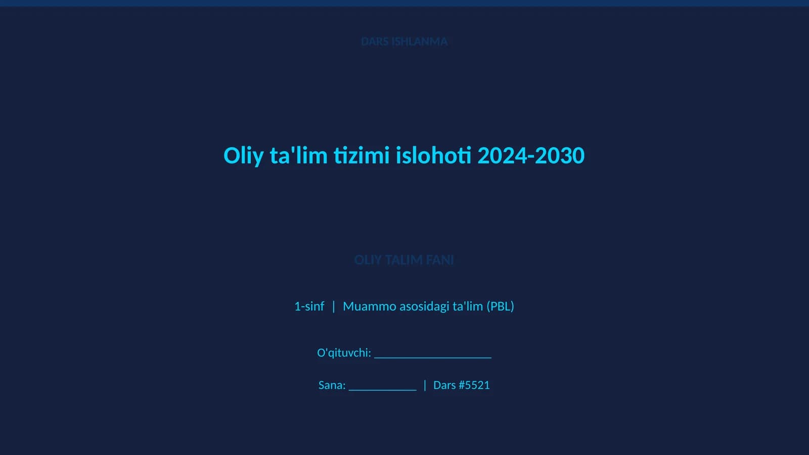 Oliy ta'lim tizimi islohoti 2024-2030