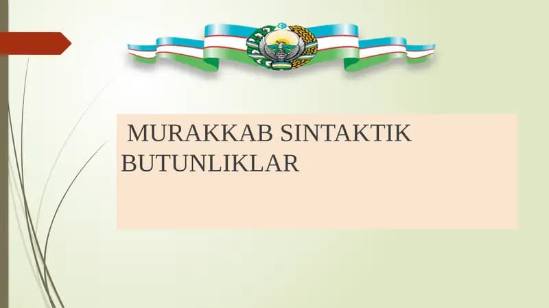MURAKKAB SINTAKTIK BUTUNLIKLAR