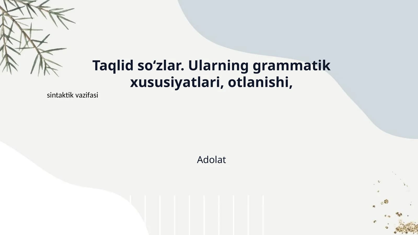 Taqlid so‘zlar. Ularning grammatik xususiyatlari, otlanishi,