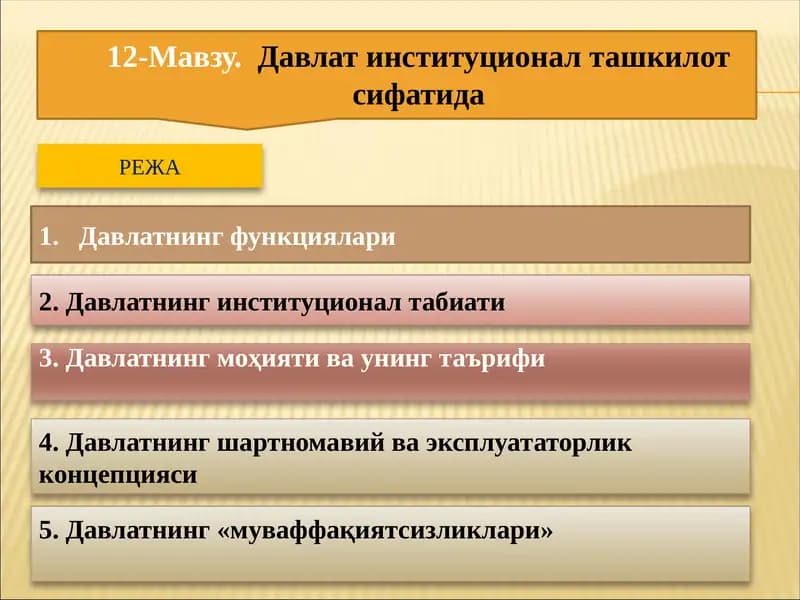Давлатинституционалташкилот сифатида