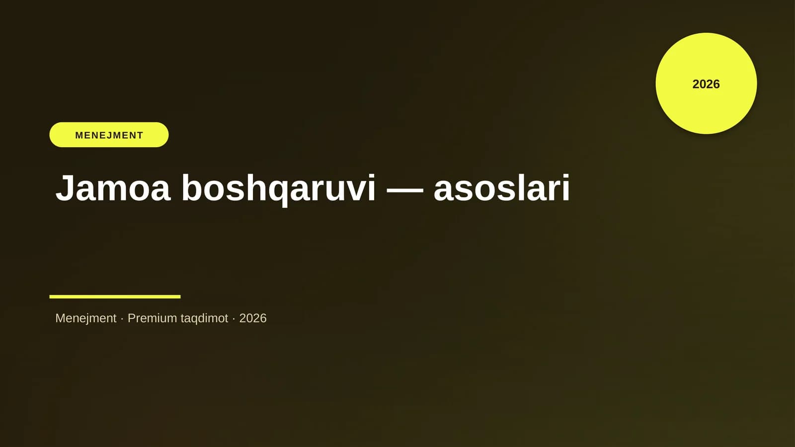 Jamoa boshqaruvi — asoslari