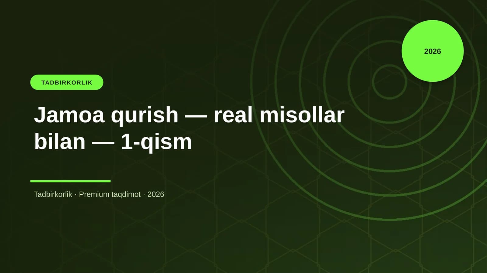 Jamoa qurish — real misollar bilan — 1-qism