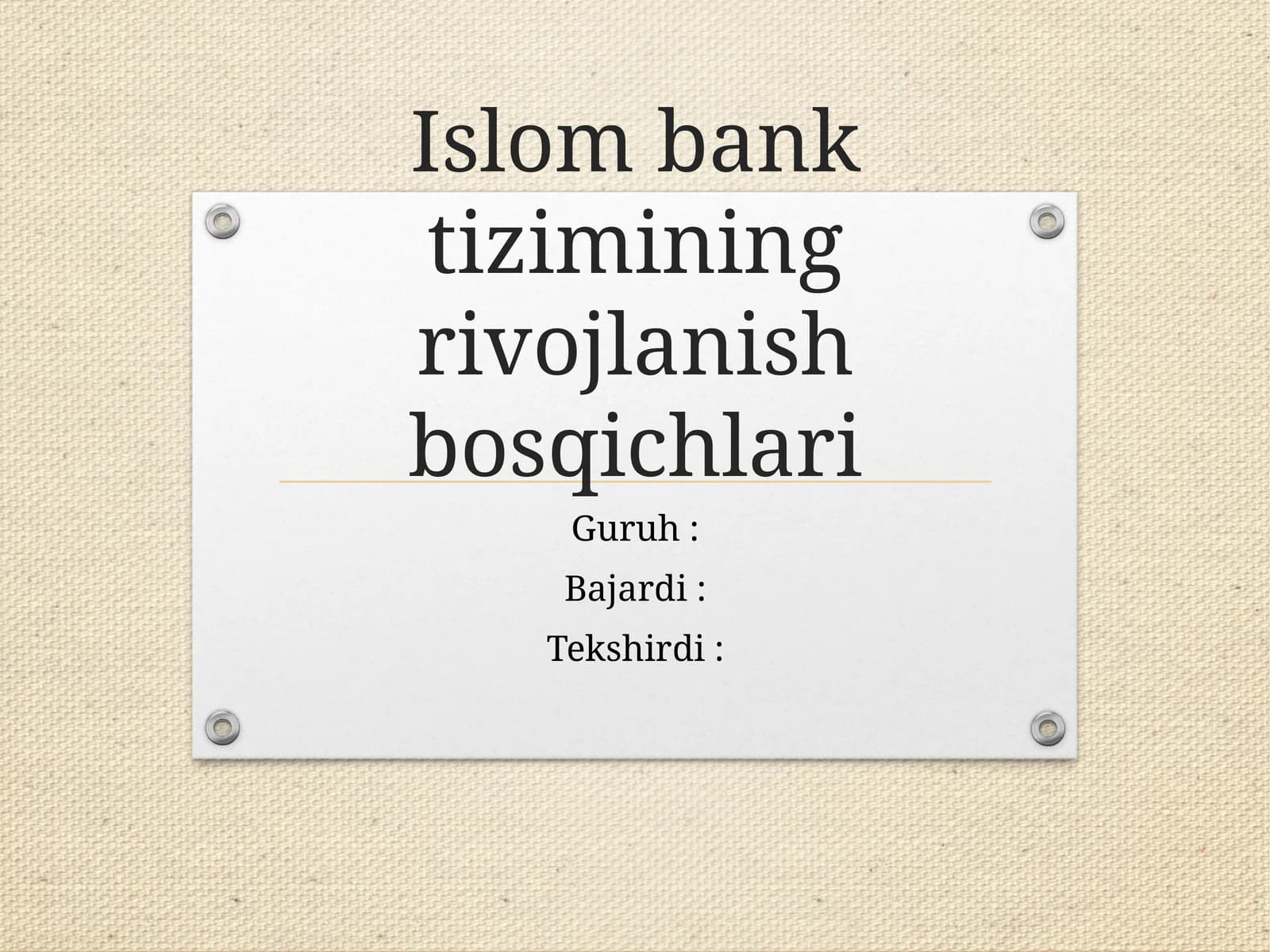 Islombank tizimining rivojlanish bosqichlari