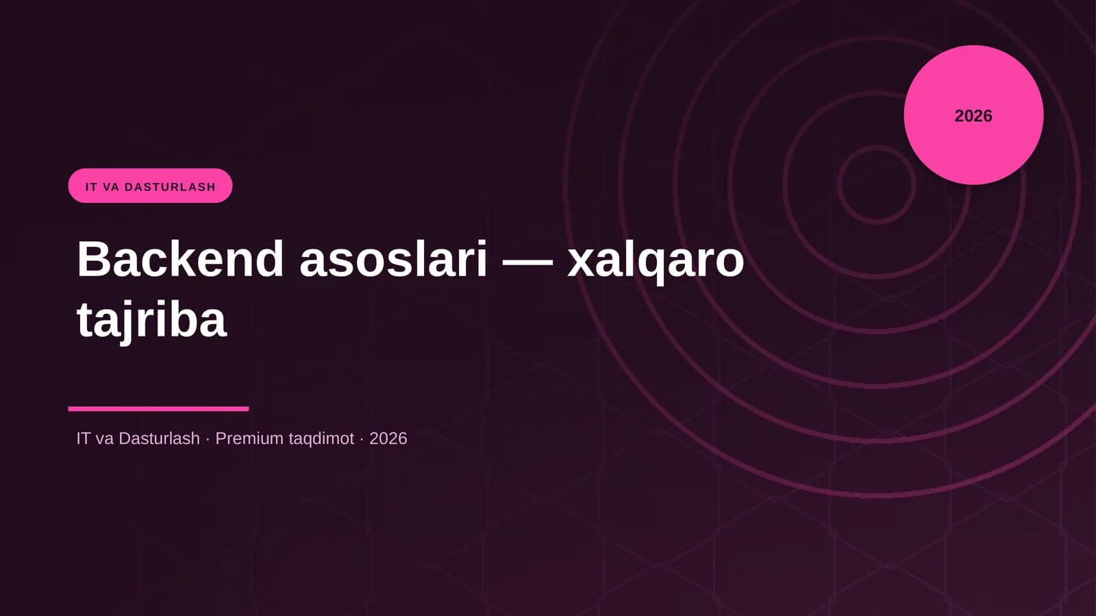 Backend asoslari — xalqaro tajriba