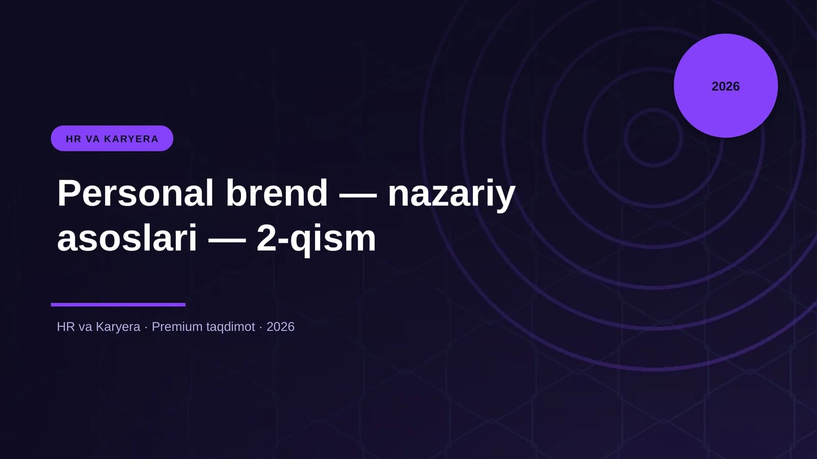 Personal brend — nazariy asoslari — 2-qism