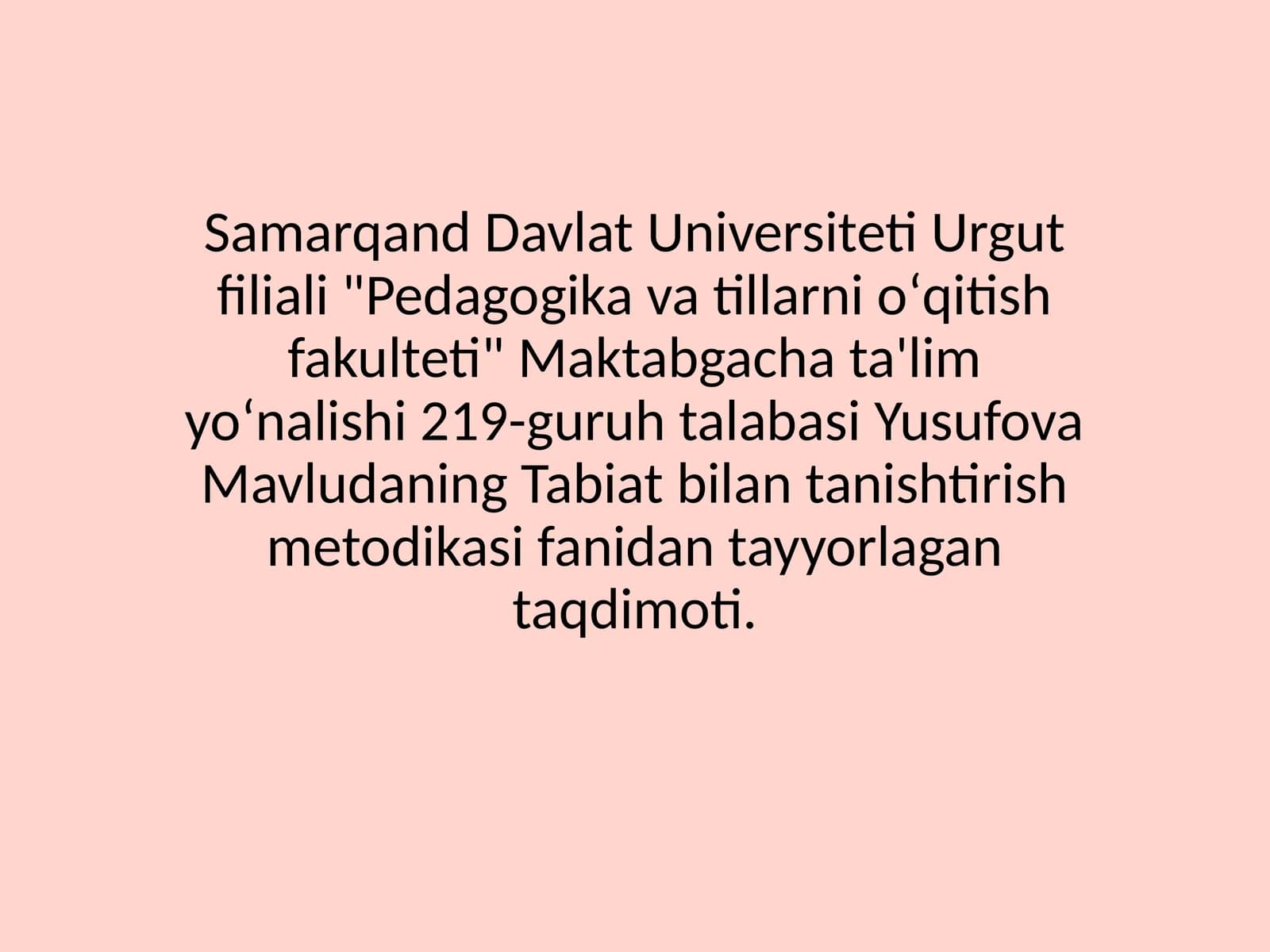 oʻrta guruhda tabiatga oid oʻyinlarni tashkil etishning mashgʻulot ishlanmalarini tuzish