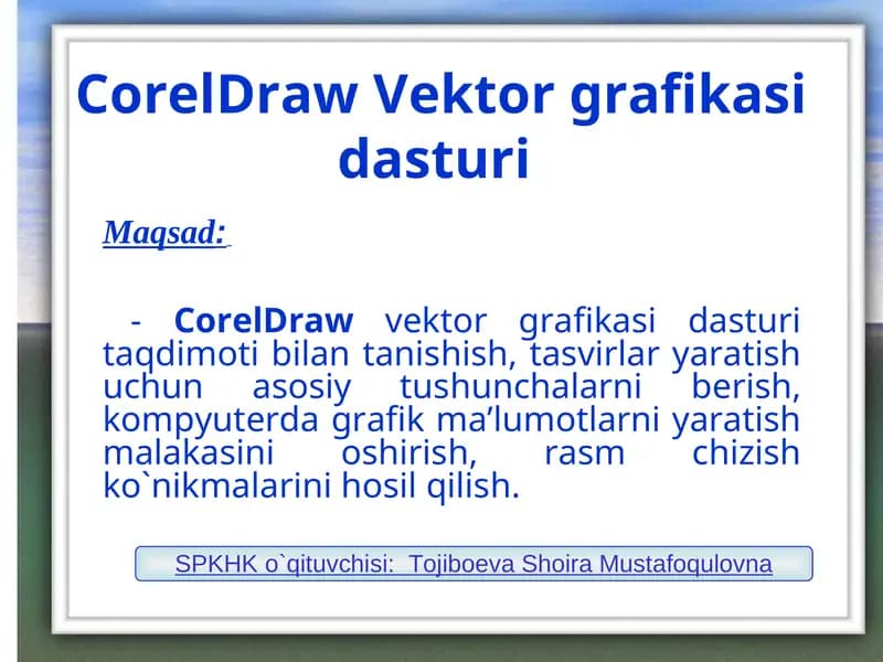 CorelDrawVektor grafikasi dasturi
