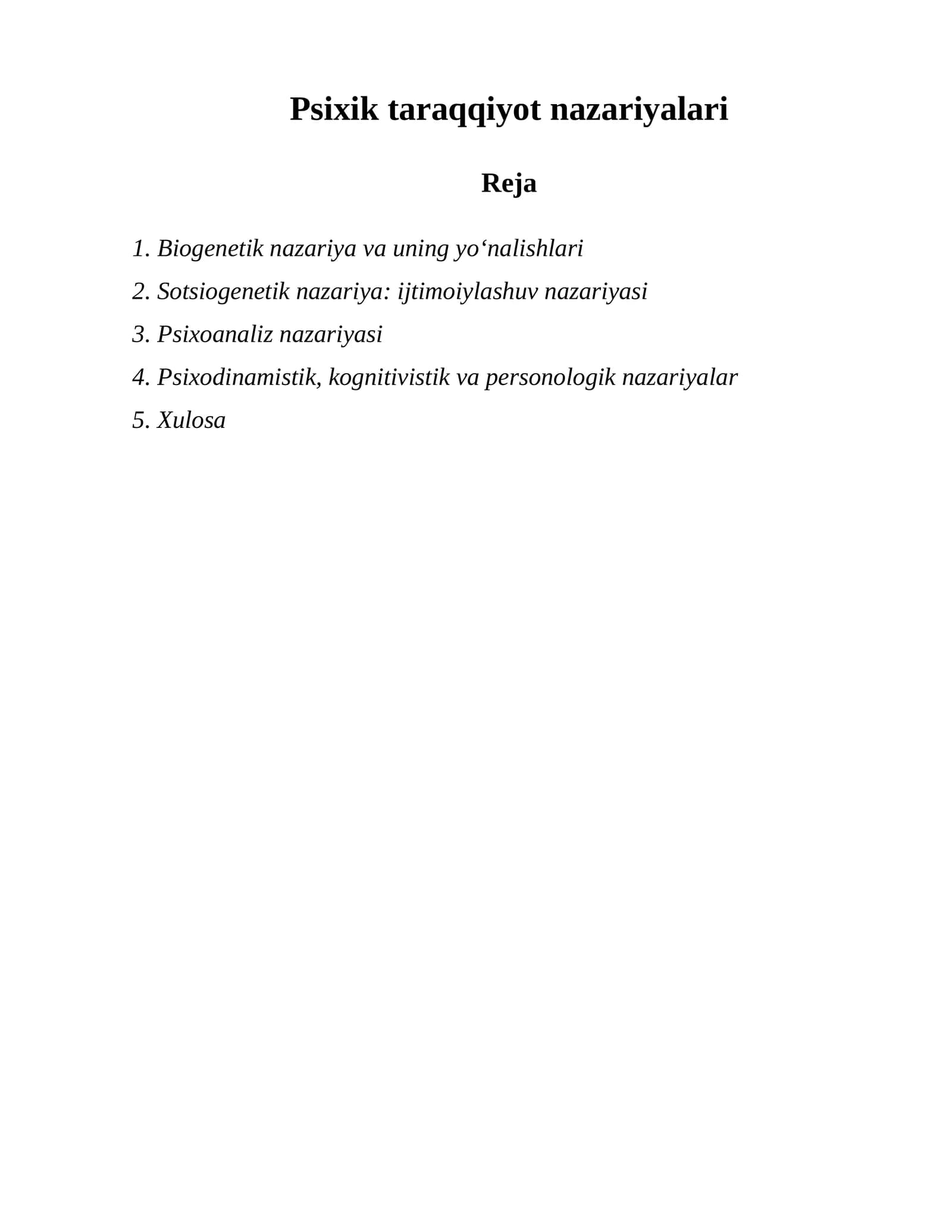 Psixik taraqqiyot nazariyalari