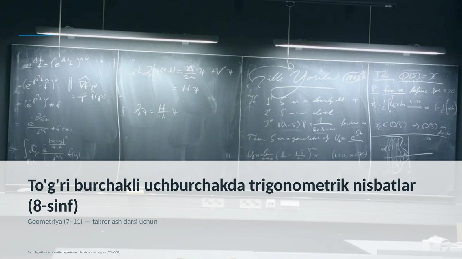 To'g'ri burchakli uchburchakda trigonometrik nisbatlar (8-sinf)