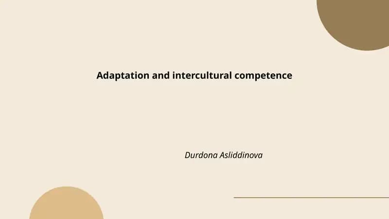 Adaptation and intercultural competence