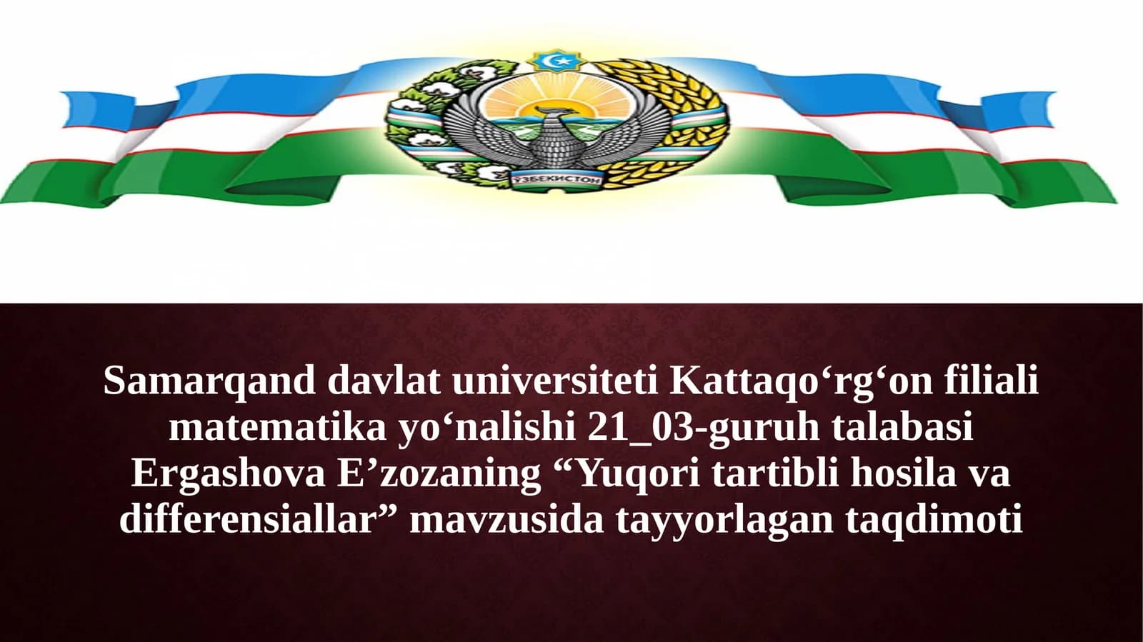 Yuqori tartibli hosila va differensiallar