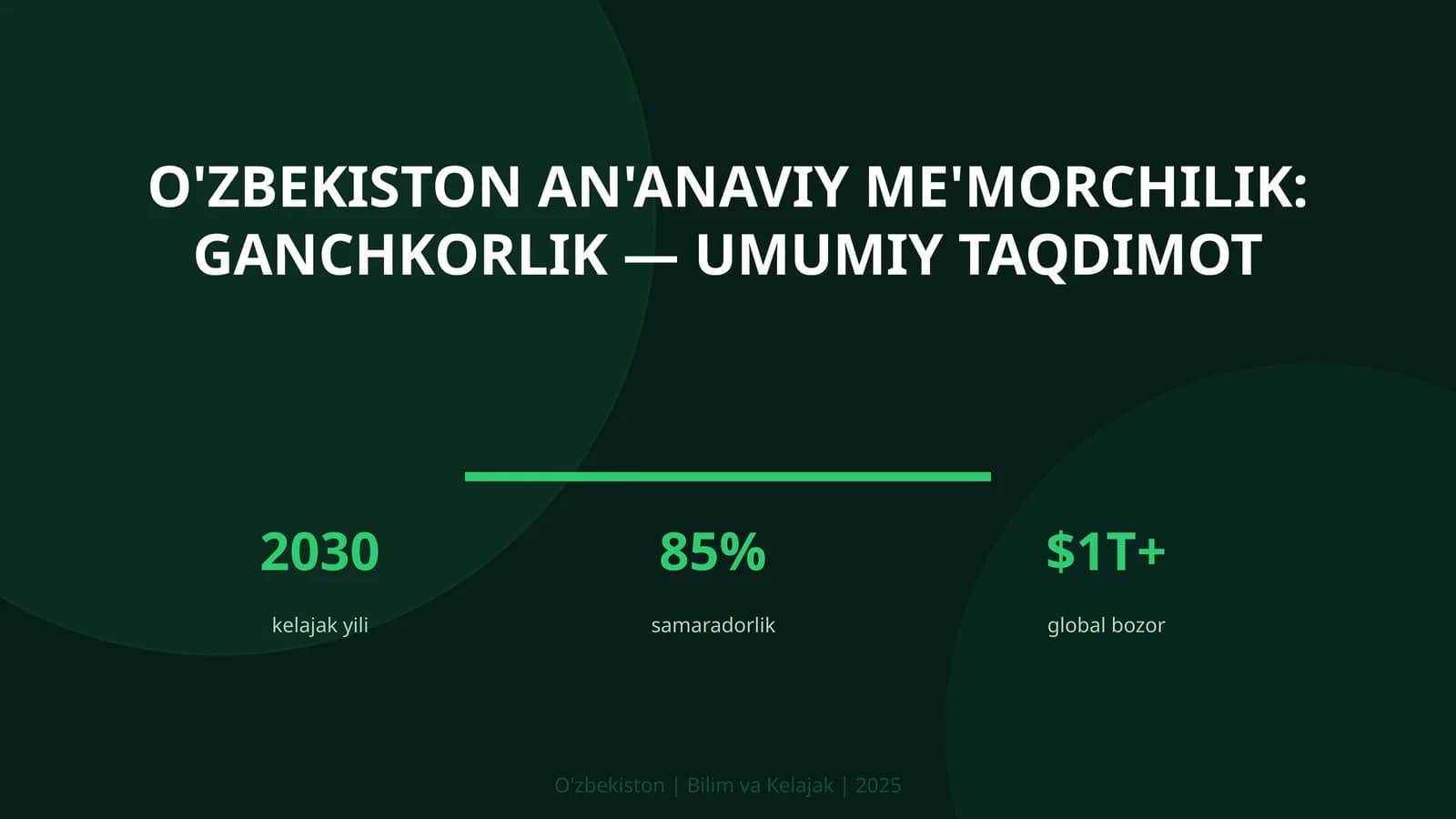 O'zbekiston an'anaviy me'morchilik: ganchkorlik — umumiy taqdimot
