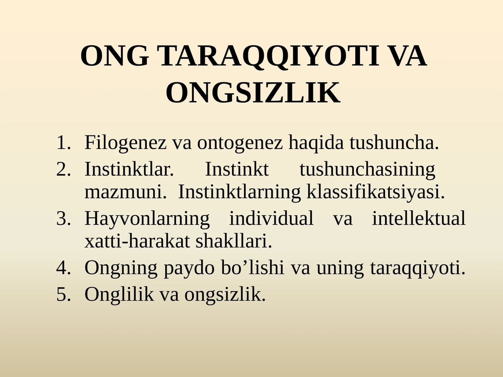 Ong Taraqqiyoti va Ongsizlik