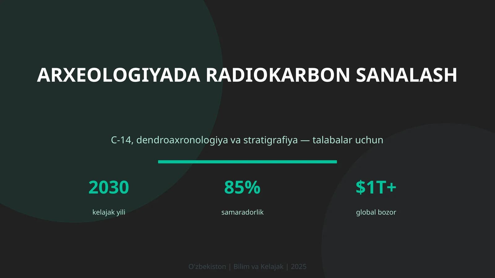 ARXEOLOGIYADA RADIOKARBON SANALASH C-14, dendroaxronologiya va stratigrafiya — talabalar uchun