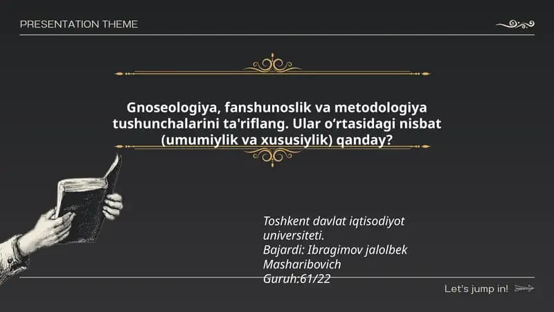 Gnoseologiya, fanshunoslik va metodologiya