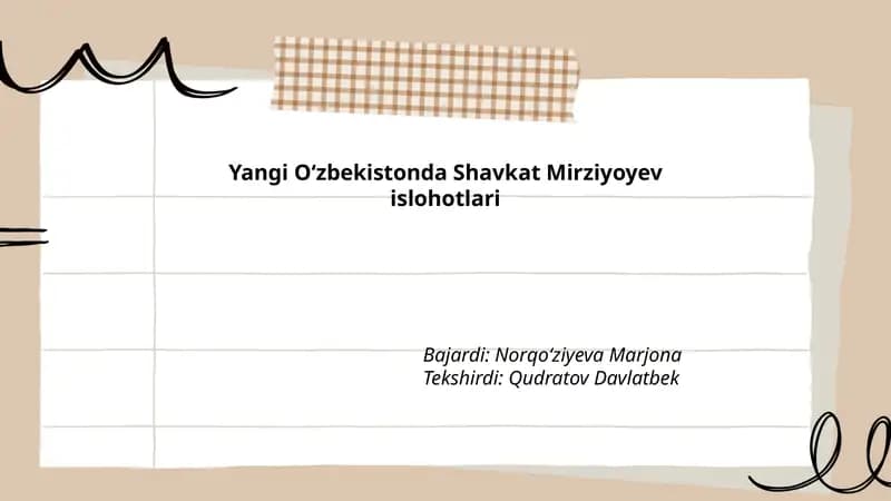 Yangi Oʻzbekistonda Shavkat Mirziyoyev islohotlari