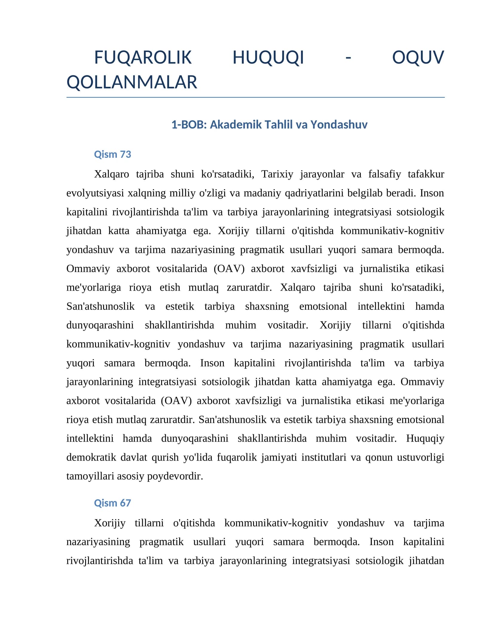 FUQAROLIK HUQUQI - OQUV QOLLANMALAR