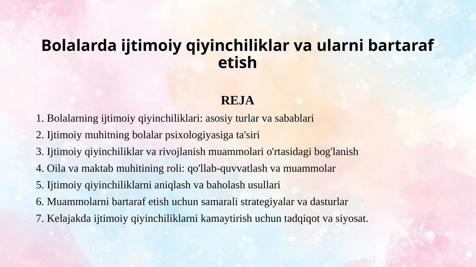 Bolalarda ijtimoiy qiyinchiliklar va ularni bartaraf etish