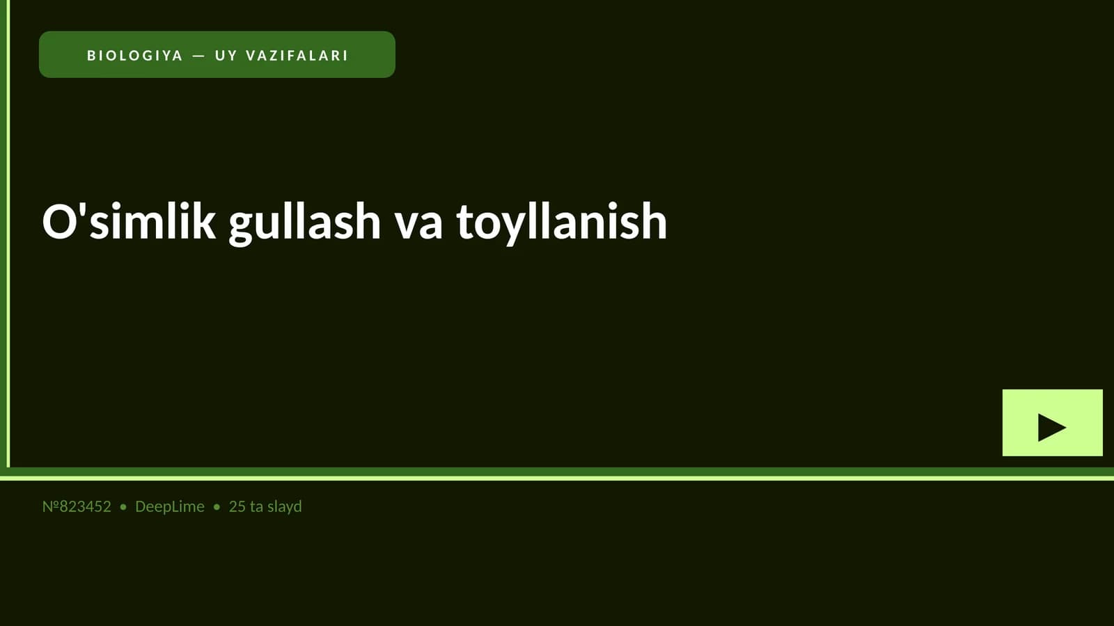 Biologiya — Uy Vazifalari