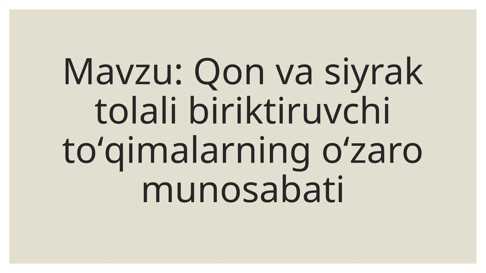 Qon va siyrak tolali biriktiruvchi toʻqimalarning oʻzaro munosabati