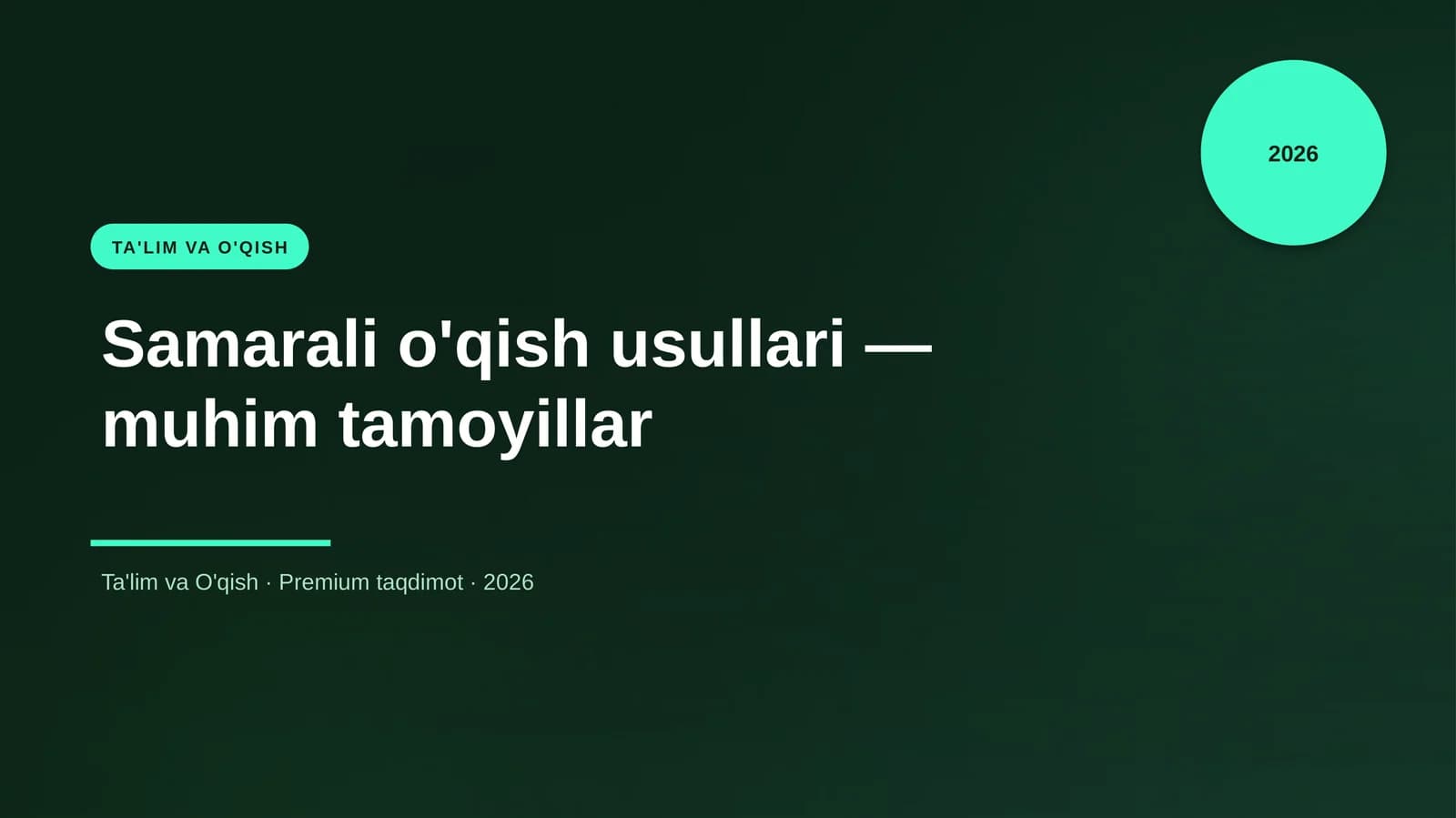 Samarali o'qish usullari — muhim tamoyillar