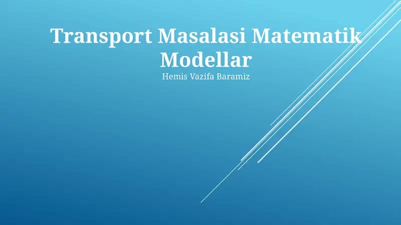 Transport Masalasi Matematik Modellar