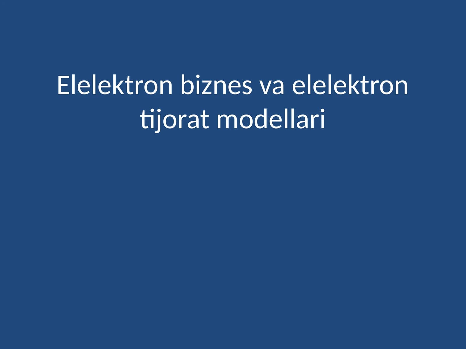 Elektrontijorat modellari