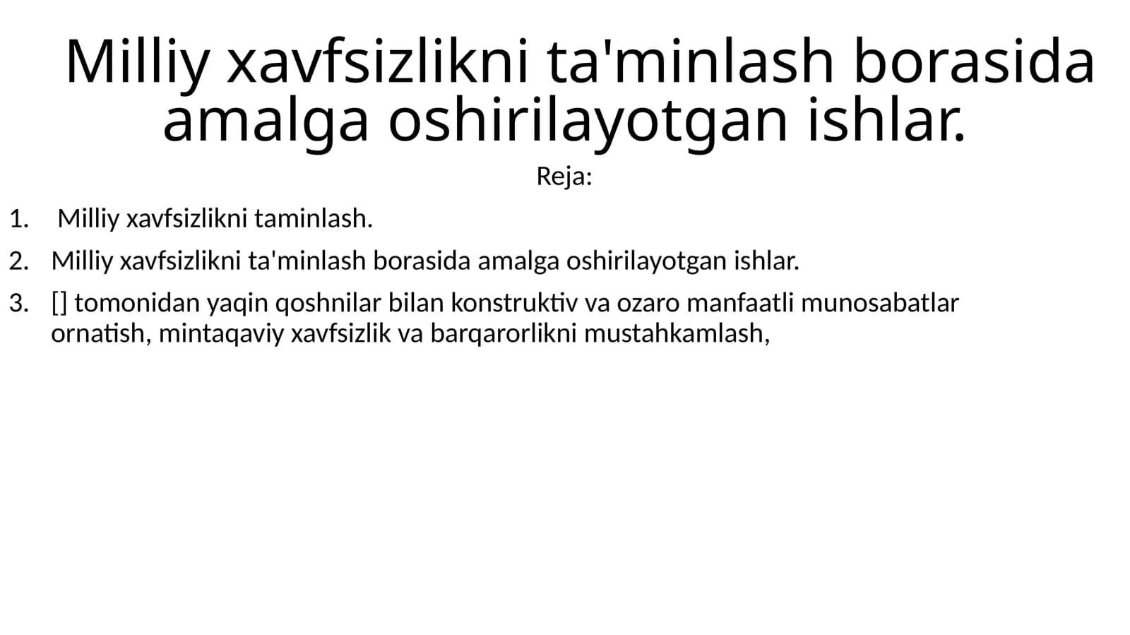 Milliy xavfsizlikni taminlash
